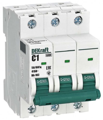 Выключатель автоматический DEKraft ВА-103 3п 1А C 6кА фото Выключатель автоматический DEKraft ВА-103 3п 1А C 6кА картинка